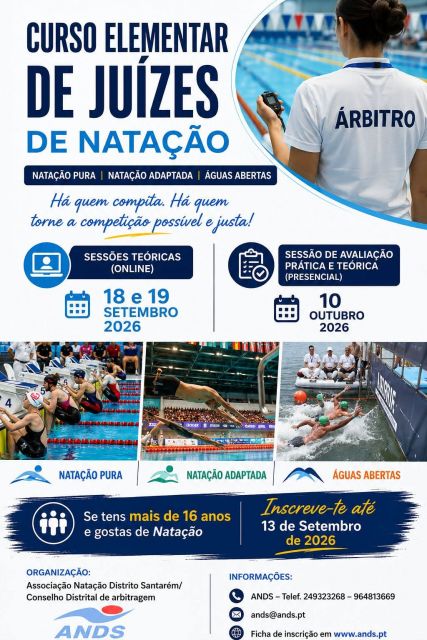  	Curso Elementar de Juízes e Cronometristas de Natação Pura, Adaptada e Águas Abertas 2026